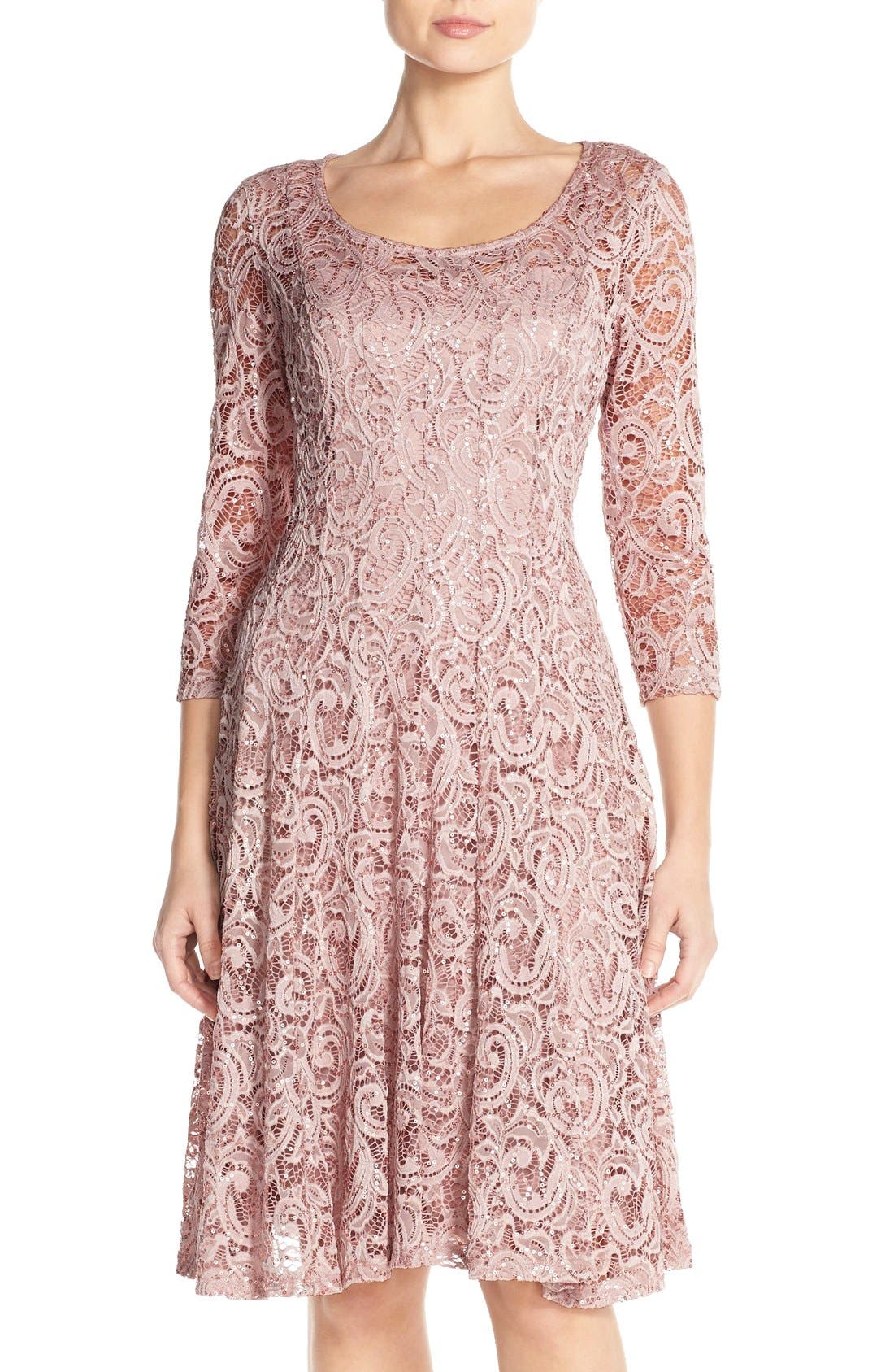 Chetta B Sequin Lace Fit & Flare Dress | Nordstrom