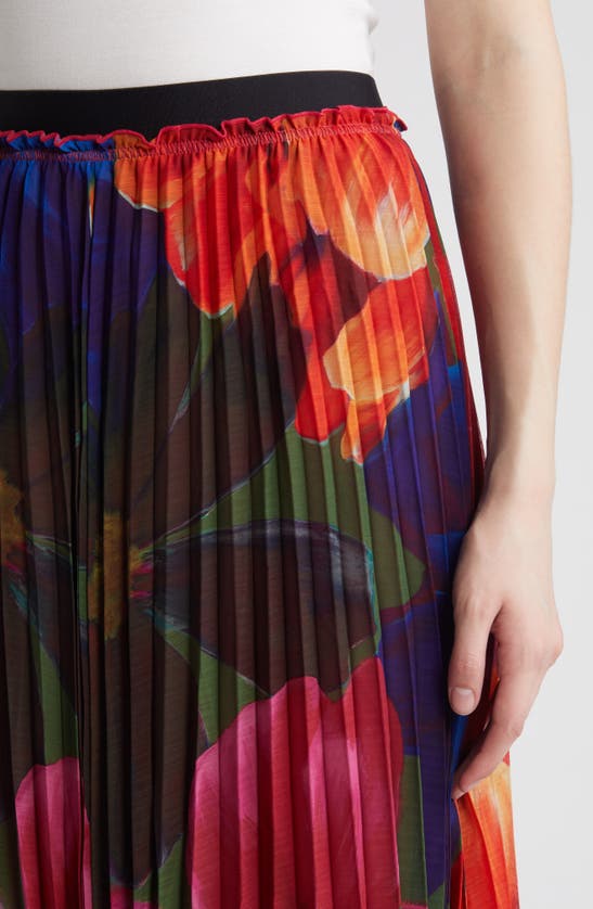 Shop Ted Baker Evola Print Pleated Maxi Skirt In Black Multicolor