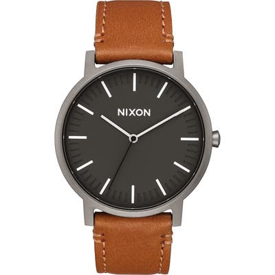 Nixon The Porter Leather Strap Watch, 40Mm