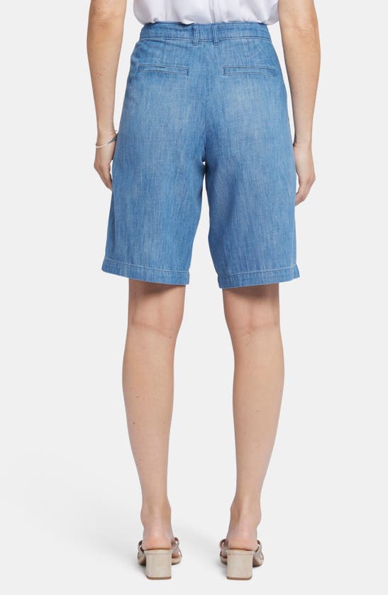 Shop Nydj Relaxed High Waist Denim Bermuda Shorts In Corfu Blue