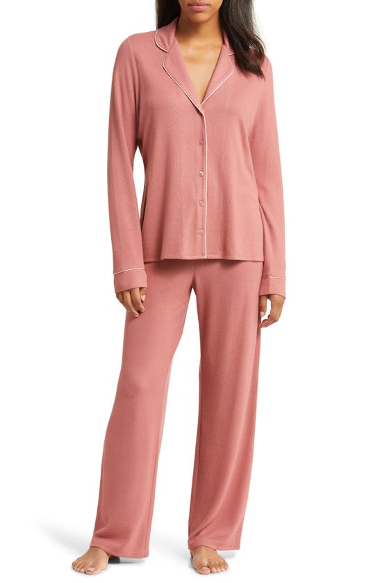 Nordstrom Brushed Hacci Pajamas In Pink Taffy