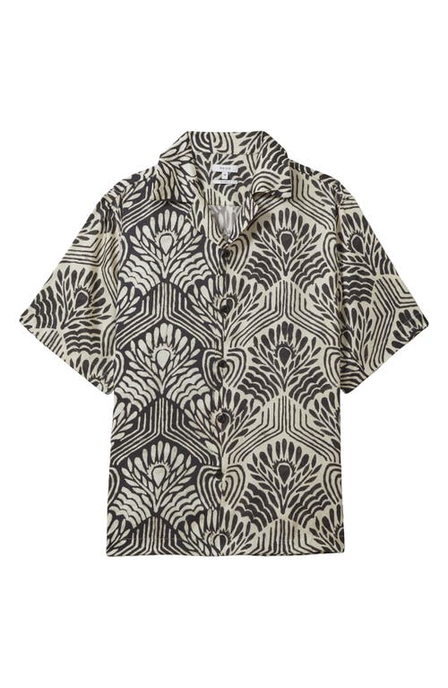 Shop Reiss Levesi Relaxed Fit Camp Shirt In White/black