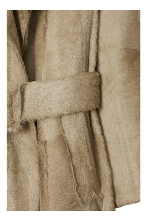 Burberry Belted Goat Shearling Trench Coat In Field