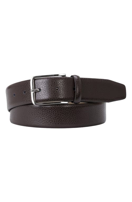BOSS Crys Pebbled Leather Belt Dark Brown at Nordstrom,