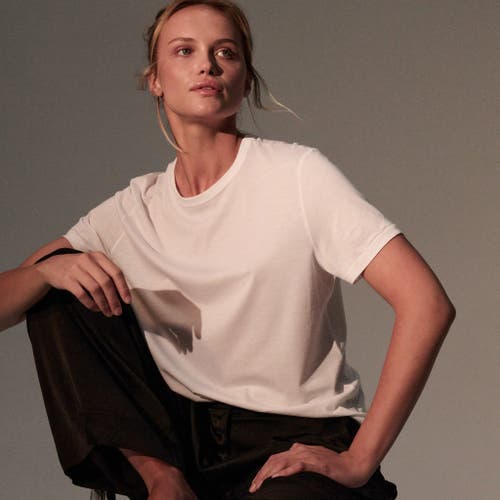 Majestic Filatures Lyocell Cotton Short Sleeve Semi Relaxed Crewneck T-shirt In Blanc