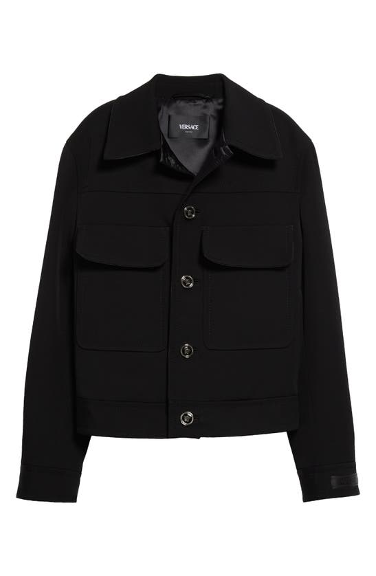 Shop Versace Wool Blend Blouson Jacket In 1b000 Black