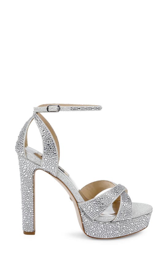 Shop Badgley Mischka Collection Fizzy Ankle Strap Platform Sandal In Silver