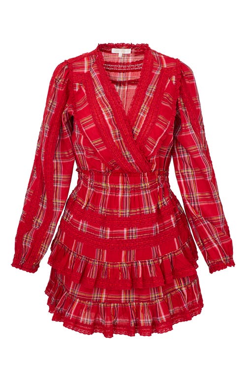 Shop Loveshackfancy Milena Plaid Long Sleeve Minidress In Cheery Red