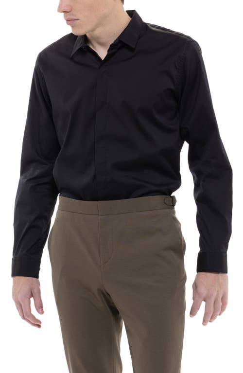D. RT Main Solid Performance Button-Up Shirt Black at Nordstrom,