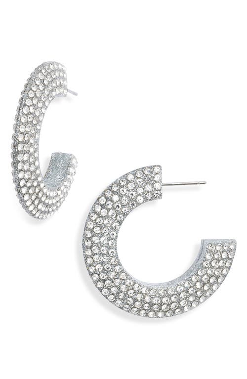 Nordstrom Encrusted Sparkle Hoop Earrings in Clear- Silver at Nordstrom