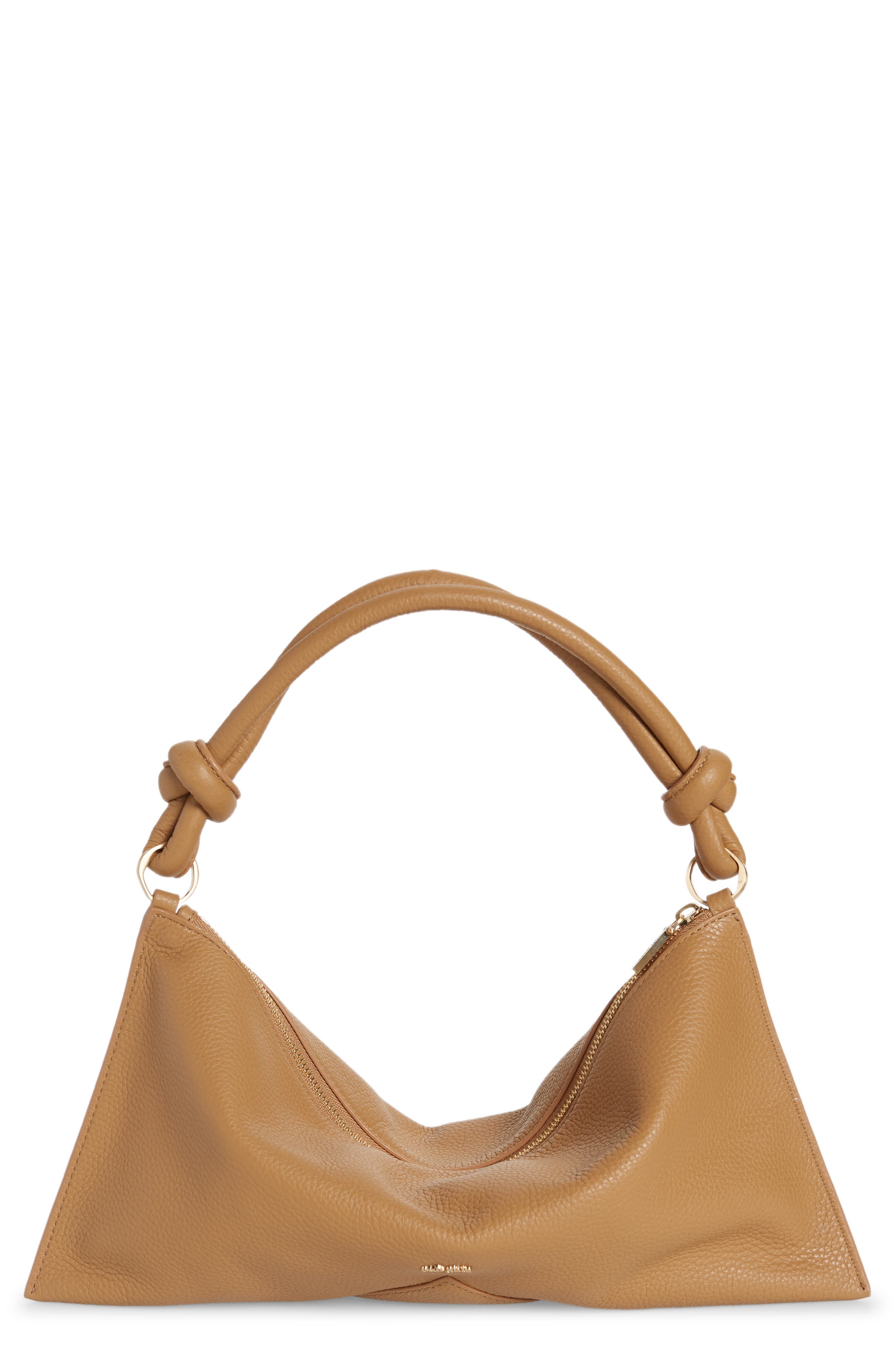 camel handbag leather