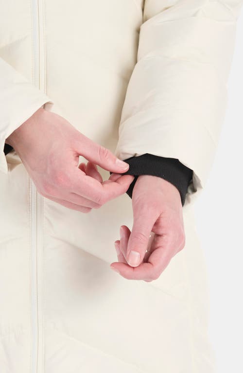 Marmot Montreaux 700 Fill Power Down Hooded Coat With Faux Fur Trim In Papyrus