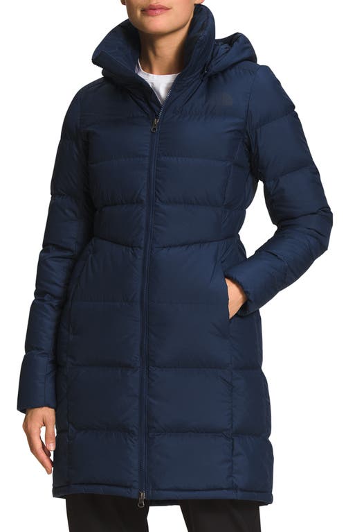 The North Face Metropolis Water Repellent 550 Fill Power Down Hooded Parka in Summit Navy
