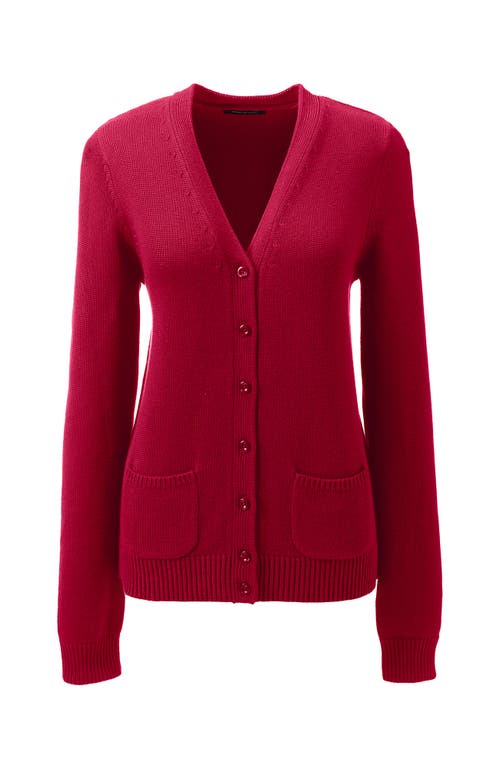 Lands' End School Uniform Cotton Modal Button Front Cardigan Sweater In Red
