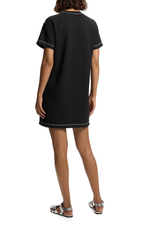 Shop Theory Topstitch Detail Mini T-shirt Dress In Black