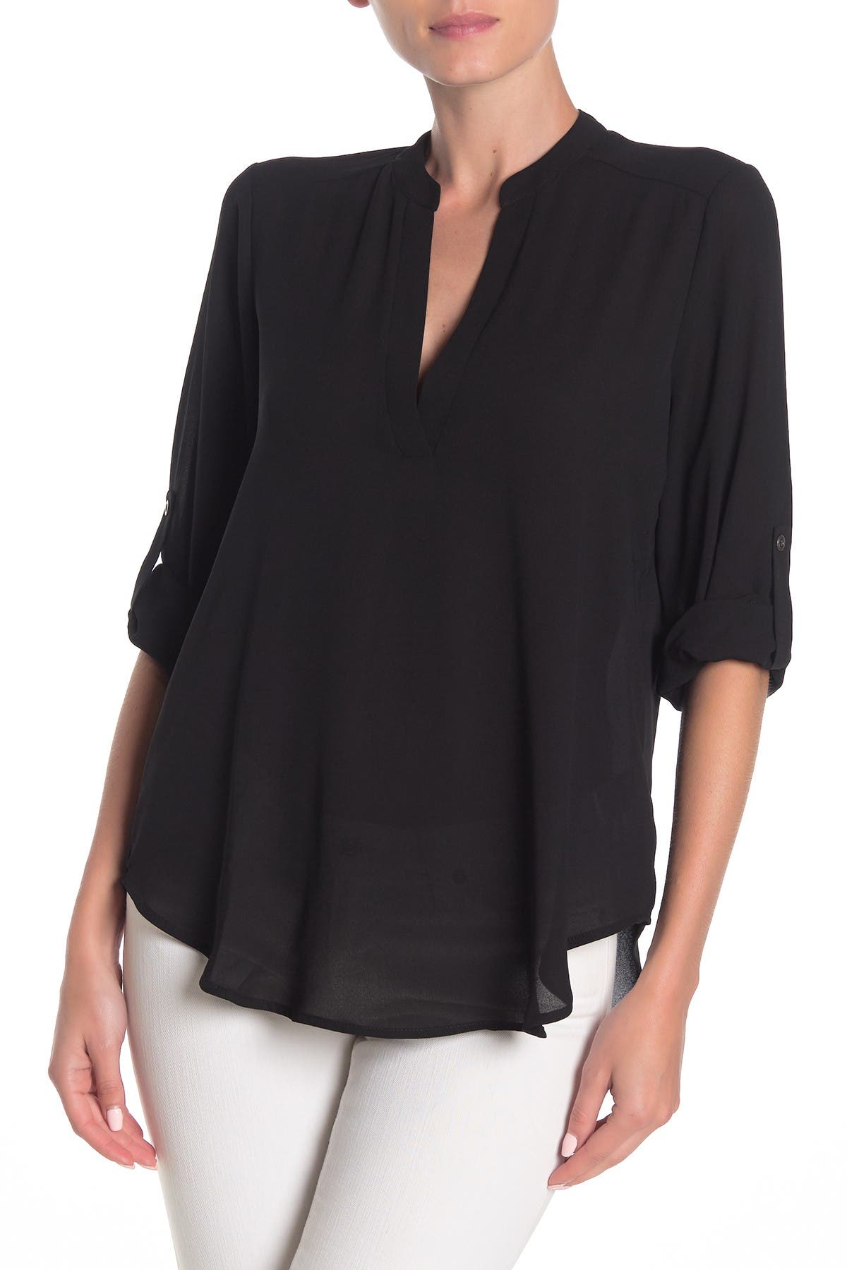 Lush 3/4 Length Sleeve Collared Blouse Nordstrom Rack