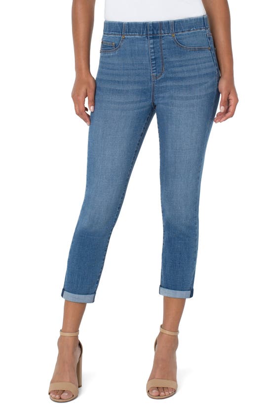 LIVERPOOL LOS ANGELES LIVERPOOL CHLOE PULL-ON HIGH WAIST ROLL CUFF CROP SKINNY JEANS