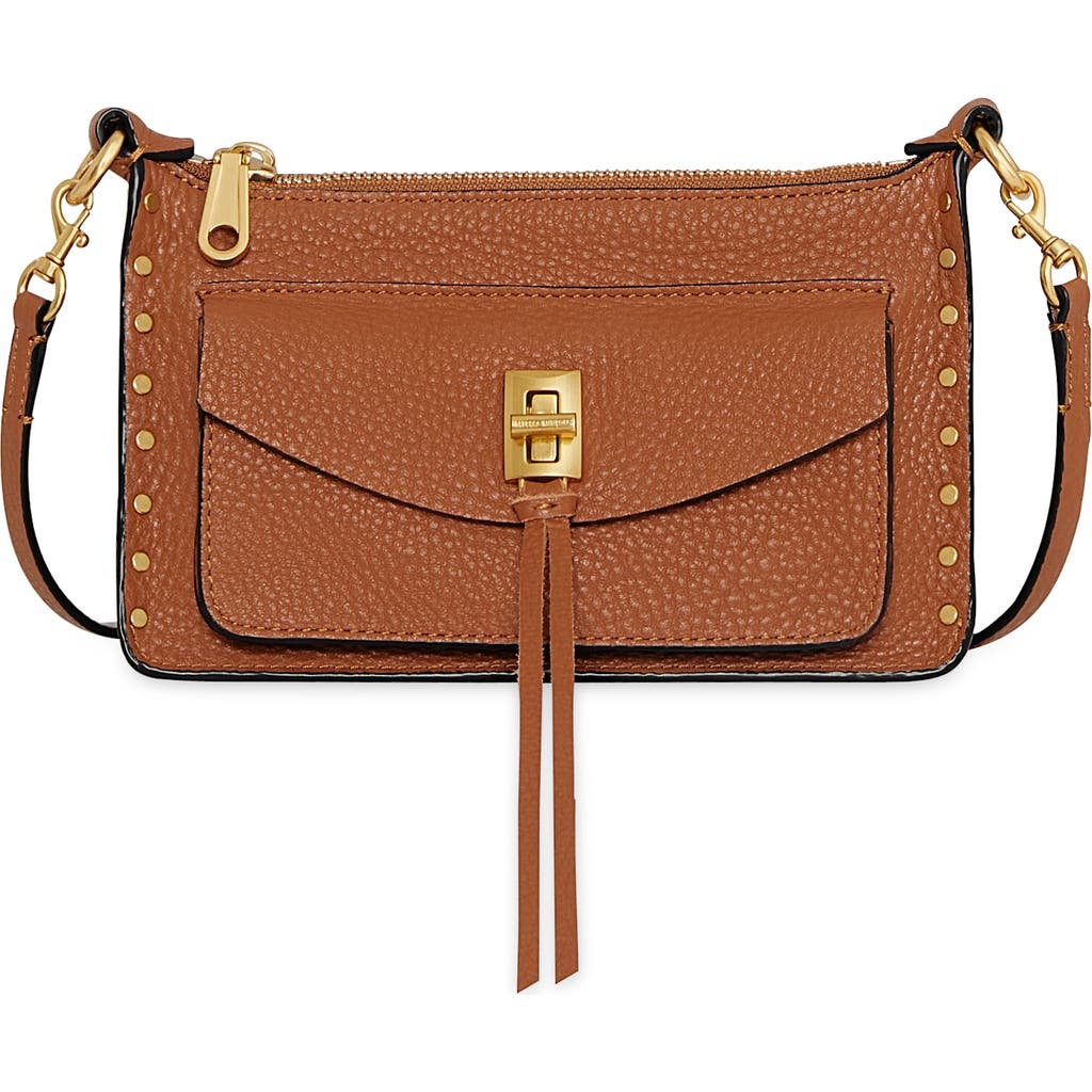 Rebecca Minkoff Darren Mini Zip Leather Crossbody Bag In Caramello
