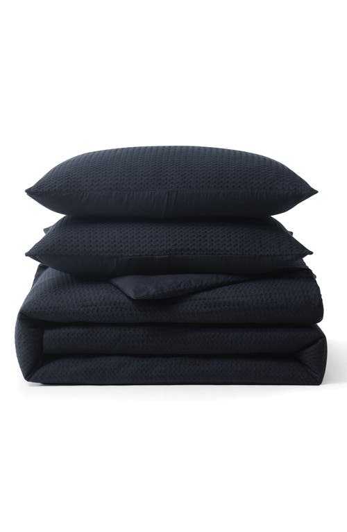 Dkny Modern Waffle Duvet Cover & Shams Set In Faded Black
