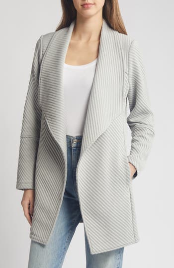 Sam Edelman Drape Front Rib Jacket In Light Grey