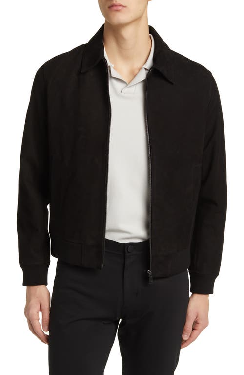 Theory Wyatt Reece Leather Bomber Jacket Black - 001 at Nordstrom,