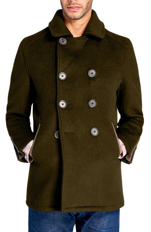 BROOKLYN BRIGADE BROOKLYN BRIGADE GREEN WOOL DOUBLE BREASTED PEACOAT 