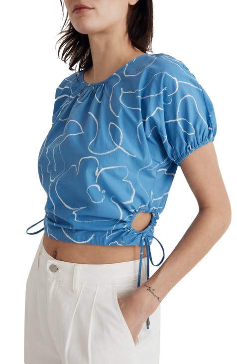 Abstract Flora Embroidered Poplin Crop Top