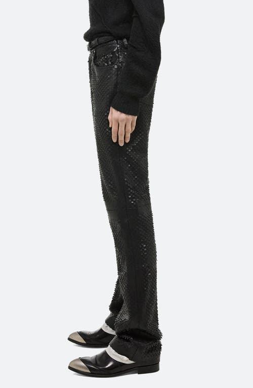 Shop Helmut Lang Worker Hole Punch Leather Straight Leg Pants In Black