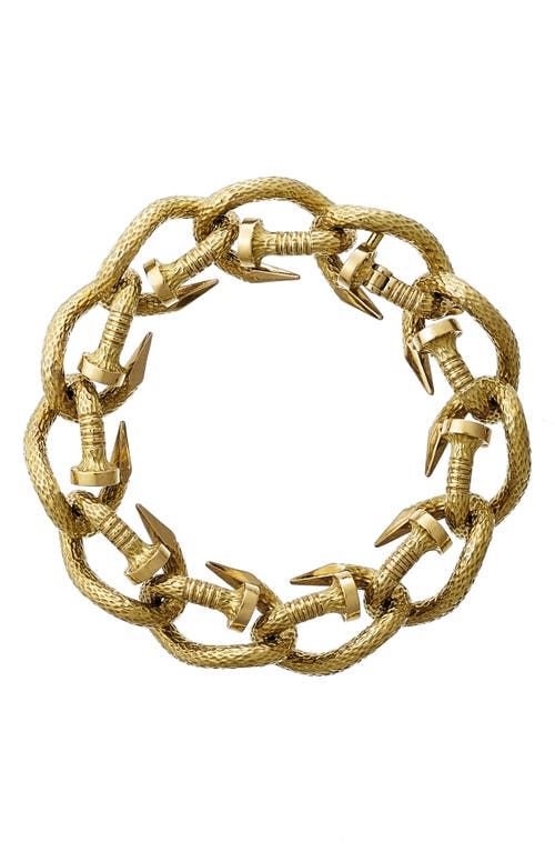 David Webb Hammered Nail Link Bracelet in Yellow Gold