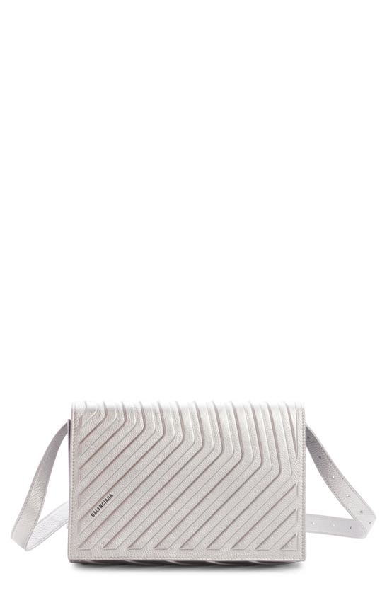 Car Metallic Leather Shoulder Bag In Silver
