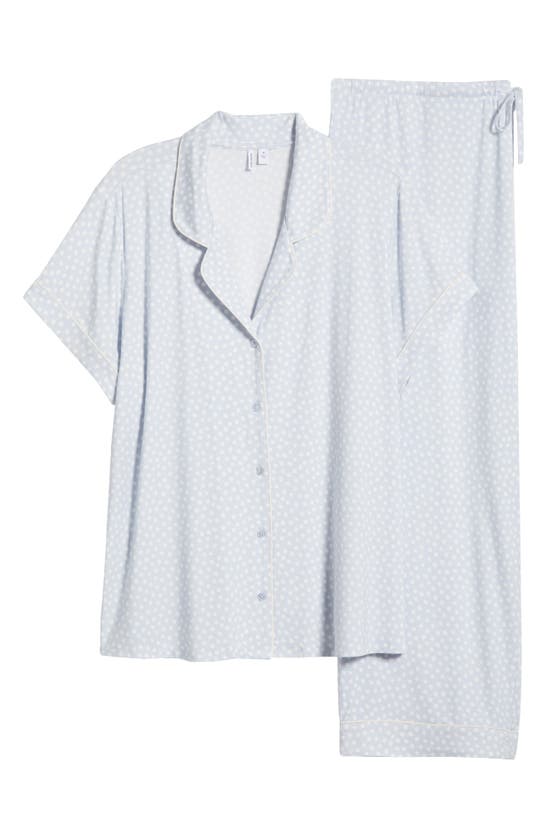 Shop Nordstrom Moonlight Crop Pajamas In Blue Feather Hatch Dot