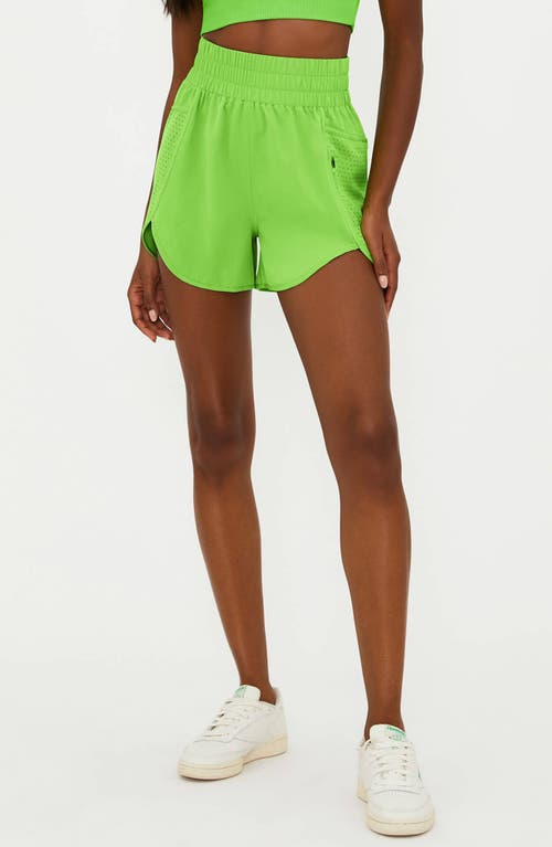 Shop Beach Riot Cliff Mesh Panel Shorts In Palm Garden Green