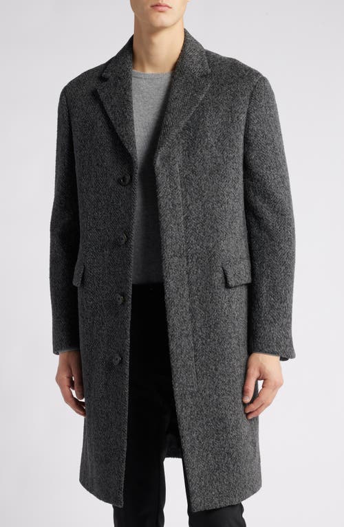 Shop Cardinal Of Canada Mercer Herringbone Wool Blend Coat In Charcoal Herringbone