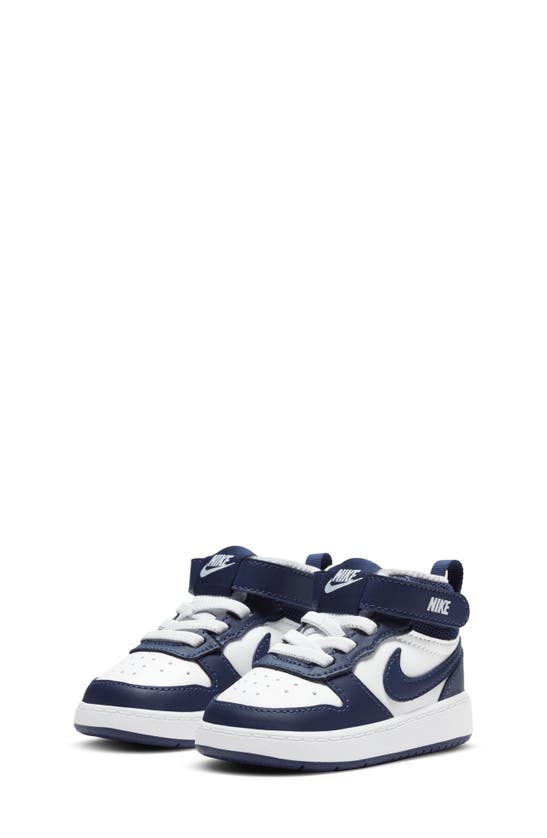 Nike Court Borough Mid 2 Sneaker In White/ Blue Void
