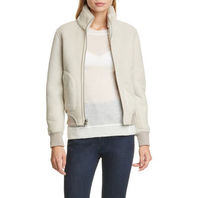 Rag & Bone Jodi Reversible Genuine Shearling Bomber Jacket, Ivory