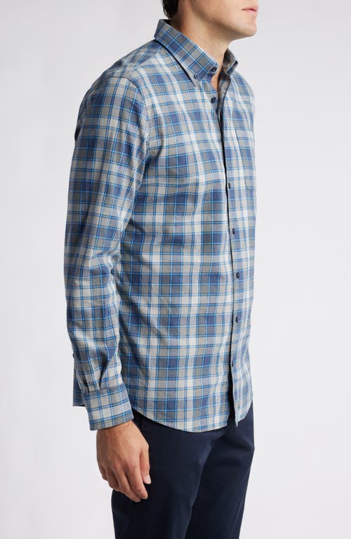 Shop Johnnie-o Benjamin Check Cotton & Lyocell Button-down Shirt In Heather Gray