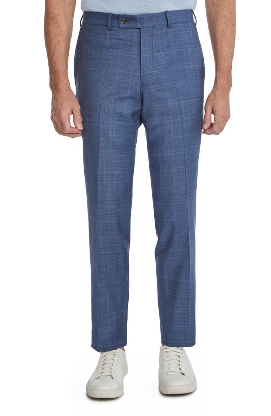Shop Jack Victor Esprit Windowpane Check Stretch Wool Suit In Mid Blue