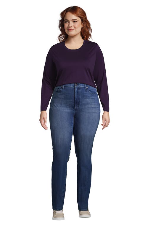 Shop Lands' End Plus Size Relaxed Supima Cotton Long Sleeve Crew Neck T-shirt In Blackberry