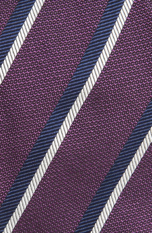 Shop Zegna Ties Couture Paisley Jacquard Silk Tie In Dark Purple Stripe