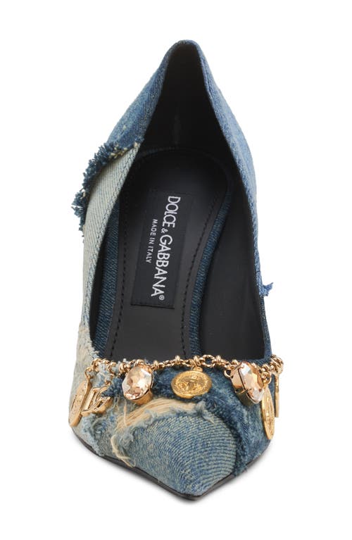 Shop Dolce & Gabbana Dolce&gabbana Charm Embellished Pointed Toe Pump In Blue