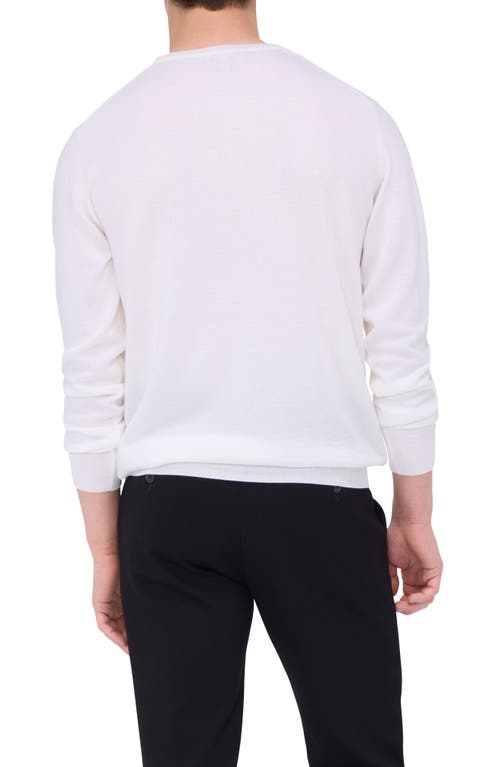 Bugatchi Scott Crewneck Merino Wool Sweater In Chalk