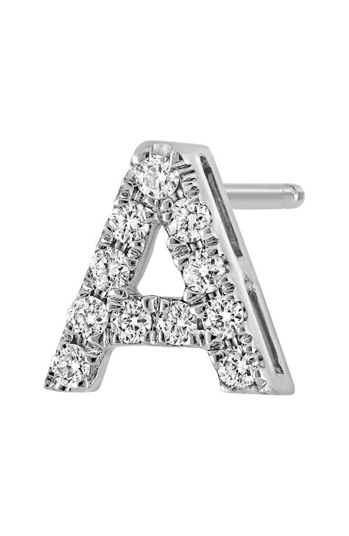 Bony Levy Single Initial Earring In White Gold/a