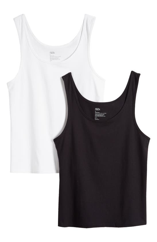 Shop Nordstrom Rack 2-pack Assorted Soft Scoop Neck Tanks In White Multi