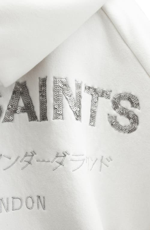 Shop Allsaints Talon Underground Sequin Logo Hoodie In Optic White