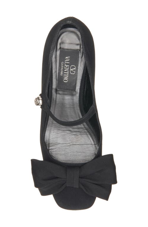 Valentino Satin Bow Mary Jane Ballerina Flats In Nero