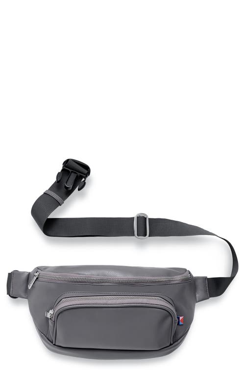 Faux Leather Diaper Belt Bag in Charcoal Gray