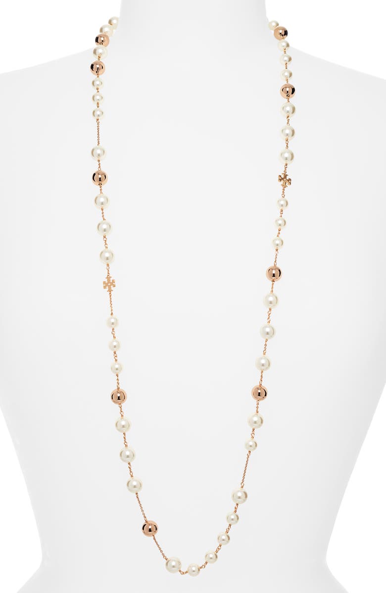 Tory Burch Imitation Pearl Rosary Necklace | Nordstrom