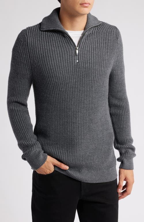 Shop Nordstrom Shaker Stitch Merino Quarter Zip Sweater In Grey Dark Charcoal Heather