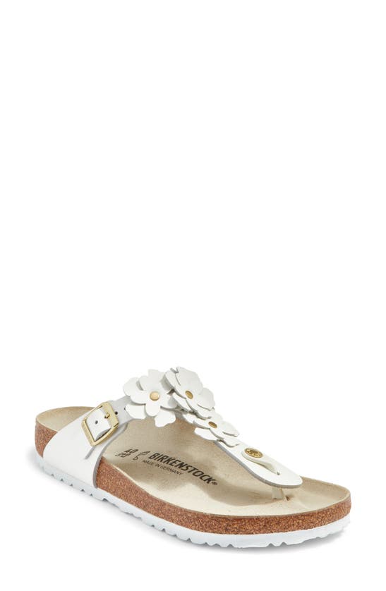 Shop Birkenstock Gizeh Flower Flip Flop In White