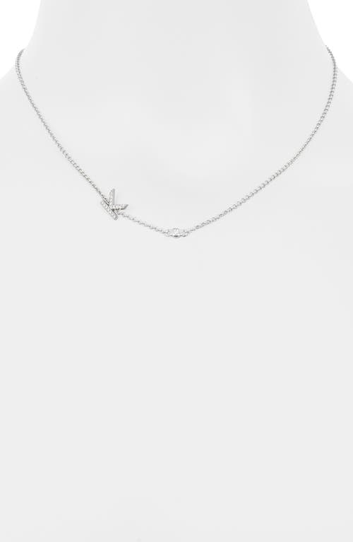 Meshmerise Bezel Diamond Initial Chain Necklace In White-k